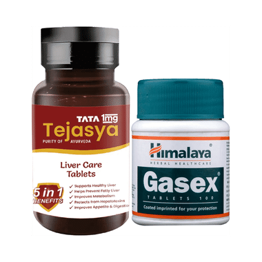 Combo Pack of Tata 1mg Tejasya Liver Care Tablets (60) & Himalaya Gasex Tablet (100)