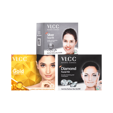 VLCC  Gold & Diamond & Silver Premium Facial Kit (60gm Each)