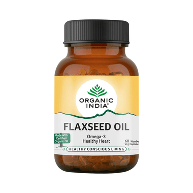 Organic India Flaxseed Oil Veg Capsule | Supports Heart Health