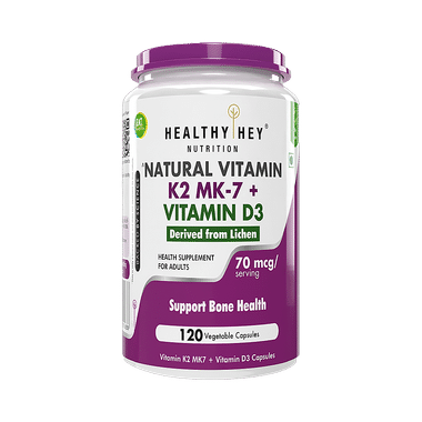 HealthyHey Nutrition Natural Vitamin K2 MK 7 + Vegan D3 Vegetable Capsule