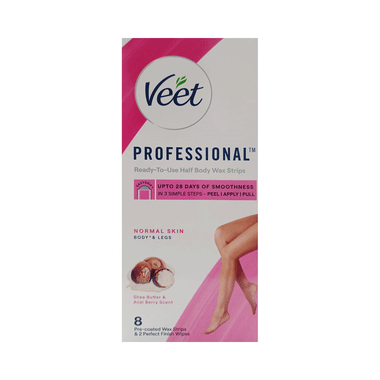 Veet Professional Waxing Strips Kit, 8 Strips for Normal Skin