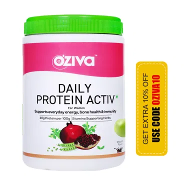 Oziva Daily Protein Activ for Women | Powder for Energy, Bone Health & Immunity | Flavour Chocolate