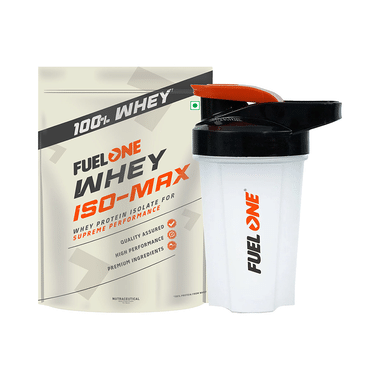 Fuel One Whey Iso-Max Whey Protein Isolate Powder Unflavored With 500ml Shaker