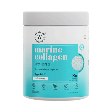 Wellbeing Nutrition Marine Collagen Type I &III 8000mg | For Skin, Hair, Nails, Bones & Joints | Unflavoured