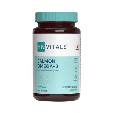 Healthkart HK Vitals Salmon Omega 3 Fish Oil for Heart, Joint & Brain Health | Soft Gelatin Capsule