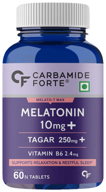Carbamide Forte Melatonin 10mg with Tagar & Vitamin B6 | Natural and Safe Sleep Support | Tablet