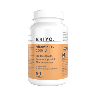 Briyo Vitamin D3 2000 IU Softgelatin Capsules | Supports Bone Health, Muscle Function, And Strengthens The Immune System