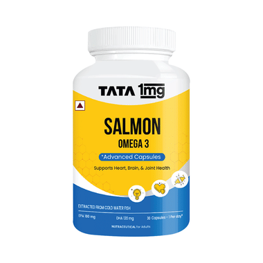 Salmon Omega 3 Fish Oil 1000mg Capsule | High Absorption | Helps Manage Cholesterol | By Tata 1mg