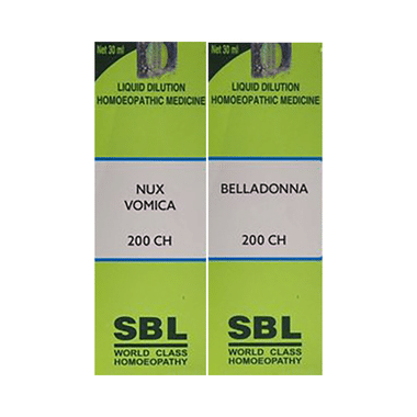 Combo Pack of SBL Nux Vomica Dilution 200 CH & SBL Belladonna Dilution 200 CH (30ml Each)