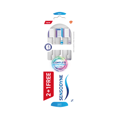 Sensodyne Toothbrush|Complete Protection + Toothbrush With Flexible Neck For 48% Better Cleaning With Soft Tapered Bristles Buy 2 Get 1 Free