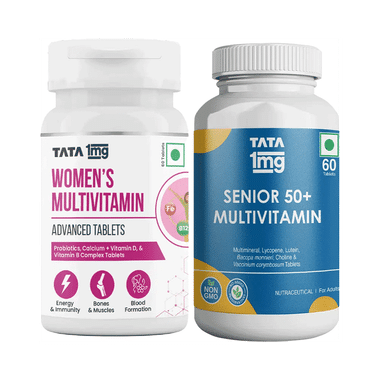 Combo Pack of Tata 1mg Women's Multivitamin Veg Tablet (60) & Tata 1mg Senior 50+ Multivitamin & Multimineral Veg Tablet (60)
