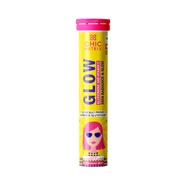 Chicnutrix Glow with Glutathione and Vitamin C for Skin Health | Flavour Strawberry and Lemon Effervescent Tablet