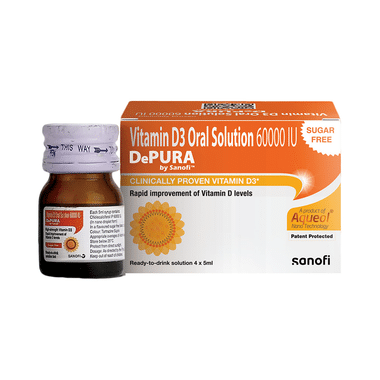 Depura 60000 IU Vitamin D3 Oral Solution | Sugar Free | For Nutritional Support | Bone, Joint & Muscle Care