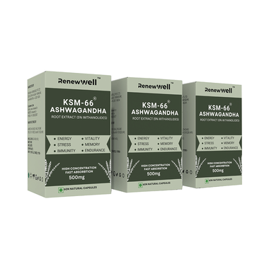 Renewwell KSM 66 Ashwagandha Capsules (60 Each)