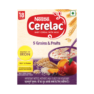 Nestle Cerelac Baby Cereal With Iron, Minerals & Vitamins | From 18 To 24 Months | 5 Grains & Fruits
