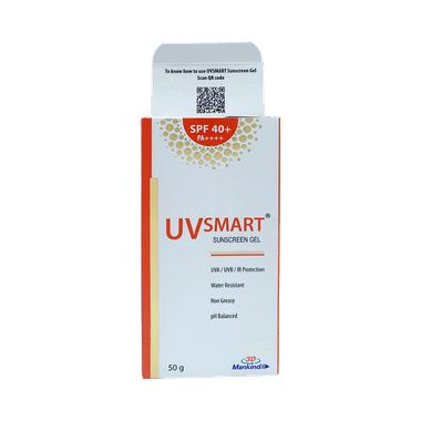 UVsmart SPF 40+ Sunscreen Gel PA++++ | For UVA, UVB & IR Protection | PH Balanced, Water-Resistant & Non-Greasy