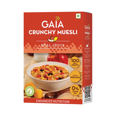 GAIA With Vitamins, Minerals, High Protein & Fibres For Nutrition | Crunchy Muesli Real Fruit