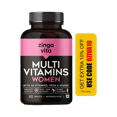 Zingavita Multivitamin Tablet For Women With Iron | For Immunity, Hair, Skin & Bone Health