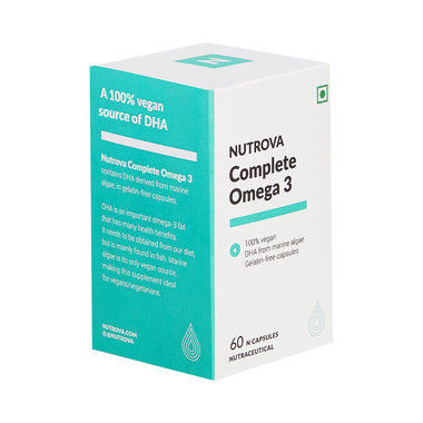 Nutrova Complete Omega 3 | With DHA from Marine Algae for Joints Health | Capsule