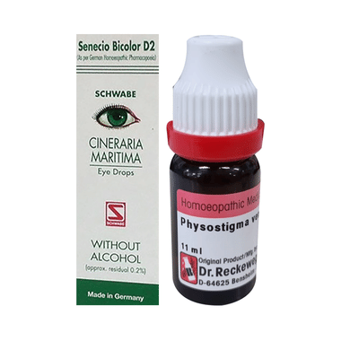 Combo Pack of Dr. Reckeweg Physostigma Venenosum Dilution 30 CH (11ml) & Dr Willmar Schwabe Germany Cineraria Maritima Without Alcohol Eye Drop (10ml)