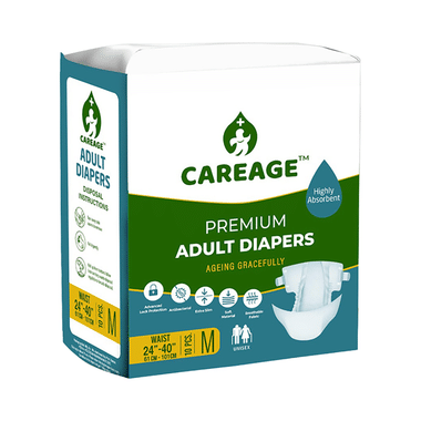 Careage Premium Adult Diaper Tape Style (10 Each) 24-40 Inches M