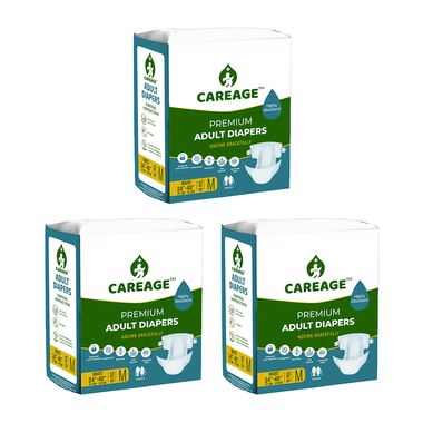 Careage Premium Adult Diaper Tape Style (10 Each) 24-40 Inches M