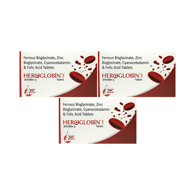 Heroglobin Daily Ferrous Bisglycinate Zinc Bisglycinate Cyanocobalamin Folic Acid Supplement Tablets (60 Each)