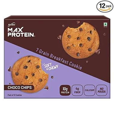 RiteBite Choco Chips Max Protein Cookie  With 12g Protein And 8g Fiber, (60gm Each)