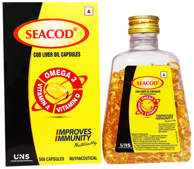 Seacod Cod Liver Oil Capsule 300 mg | Omega-3, Vitamins D & A | Immune & Heart Health