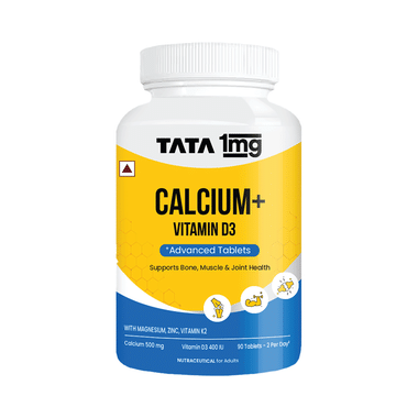 Tata 1mg Calcium + Vitamin D3, Zinc, Magnesium And Alfalfa Tablet | Nutritional & Mineral Supplement | For Pain Relief | Bone, Joint & Muscle Care