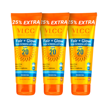 VLCC Natural Science Fair + Glow Sun Scree Lotion (100ml Each) Paraben Free