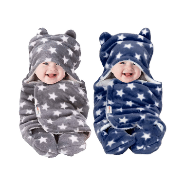 Oyo Baby Blanket Wrapper Sleeping Bag Star Dark Blue & Star Grey