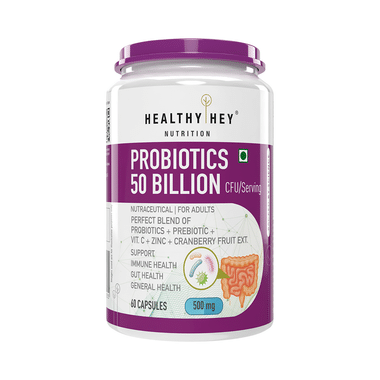 HealthyHey Nutrition Probiotics 50 Billion CFU  500mg Veg Capsule