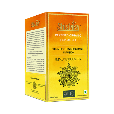 Shistaka Organic Herbal Tea Bag (1.8gm Each) Turmeric Ginger & Basil Infusion