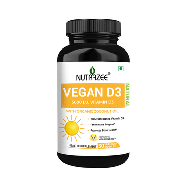 Nutrazee Natural Vegan Vitamin D3 5000IU Veg Liquid Capsule Vegicap