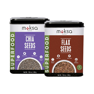 Moksa Combo Pack Of Chia Seeds & Flax Seeds (200gm Each)