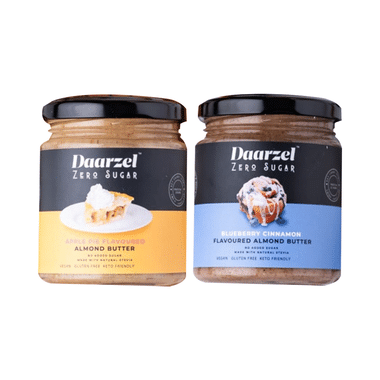 Daarzel Combo Pack Of Zero Sugar Flavoured Almond Butter (200gm Each) Blueberry Cinnamon & Apple Pie