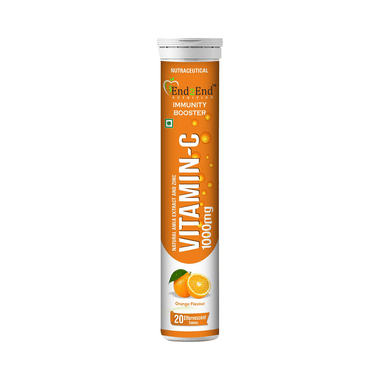 End2End Nutrition Vitamin-C 1000mg Immunity Booster Effervescent Tablet (20 Each) Orange