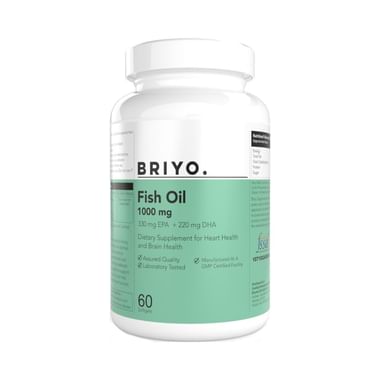 Briyo Fish Oil 1000mg (550mg Omega-3) - High EPA (330mg) & DHA (220mg) - Supports Heart And Brain Health Soft Gelatin Capsule
