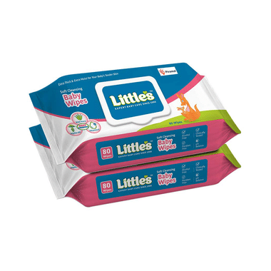 Little's Soft Cleansing Baby Wipes With Lid (80 Each)