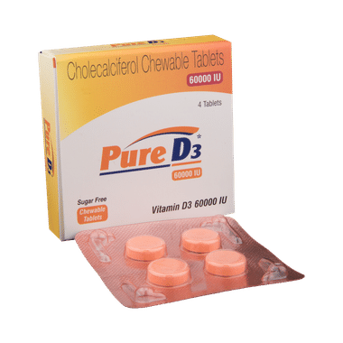 Pure D3 60000IU Chewable Tablet Sugar Free