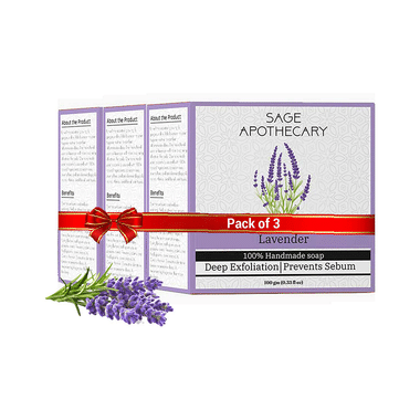 Sage Apothecary Combo Pack Of 100% Hand Made Soap (100gm Each) Lavender