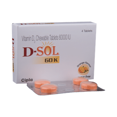 D-Sol 60K Vitamin D3 Chewable Tablet Sugar Free Orange