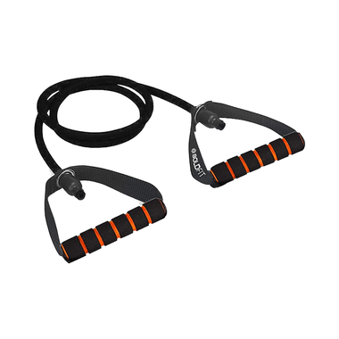 Boldfit Resistance Tube With Foam Handles, Door Anchor For Exercise & Stretching Black 15kg