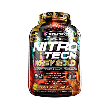 Muscletech Performance Series Nitro Tech 100% Whey Gold Whey Protein Peptides & Isolate Double Rich Chocolate