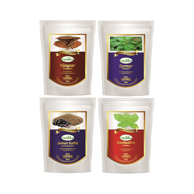 Bioneeva Herbs Combo Pack Of Vijaysar Powder, Gurmar Powder, Jamun Guthli Seed Powder & Baelpatra Powder (100gm Each)