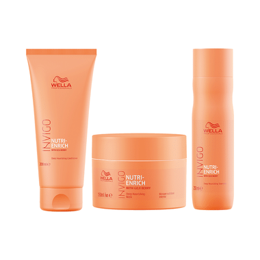 Wella Professionals Combo Pack Of Invigo Nutri Enrich Deep Nourishing Conditioner 200ml,Mask 150ml & Shampoo 250ml