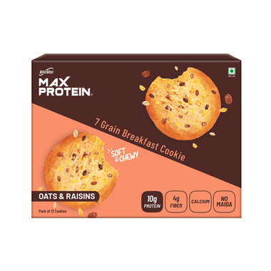 RiteBite Oats & Raisins Max Protein Cookie With 10g Protein And 4g Fiber (55gm Each)