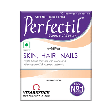 Perfectil Skin, Hair, Nail Supplement With Biotin, Vitamin C & Micronutrients | Gluten-Free Tablet