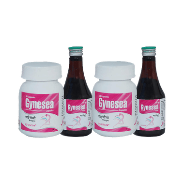 Ayusea Combo Pack of Gynesea Syrup (200ml Each) and Capsule (30 Each)